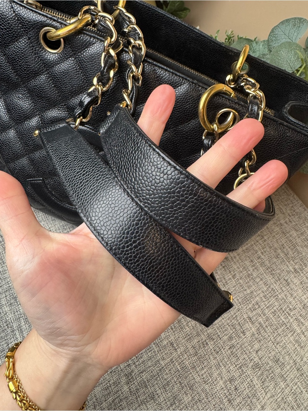 CHANEL Black Quilted Caviar Leather Tote with Gold Hardware - Picture 12 of 17